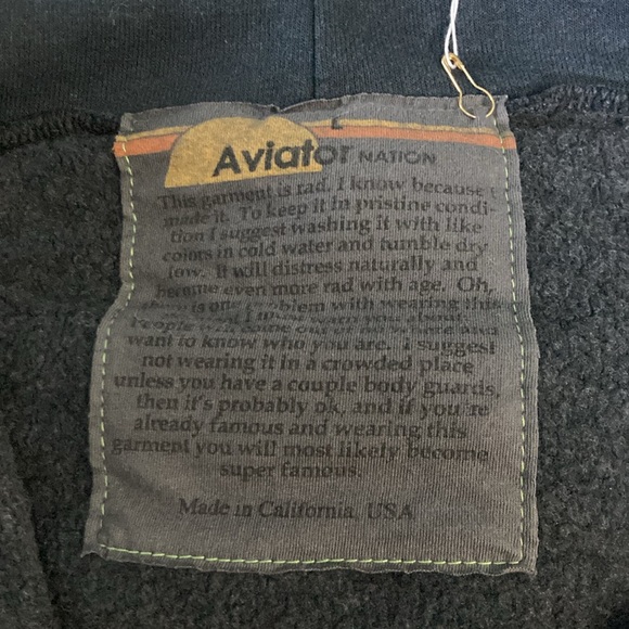 Aviator Nation Navy Hoodie with Red Heart and Yellow Lightning - Picture 5 of 6